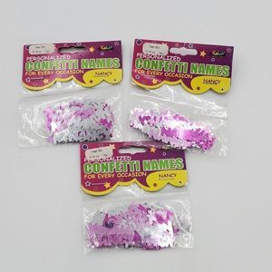 Nancy Personalized Name Confetti Pink & Silver Party Supplies Kalan 3 Packs